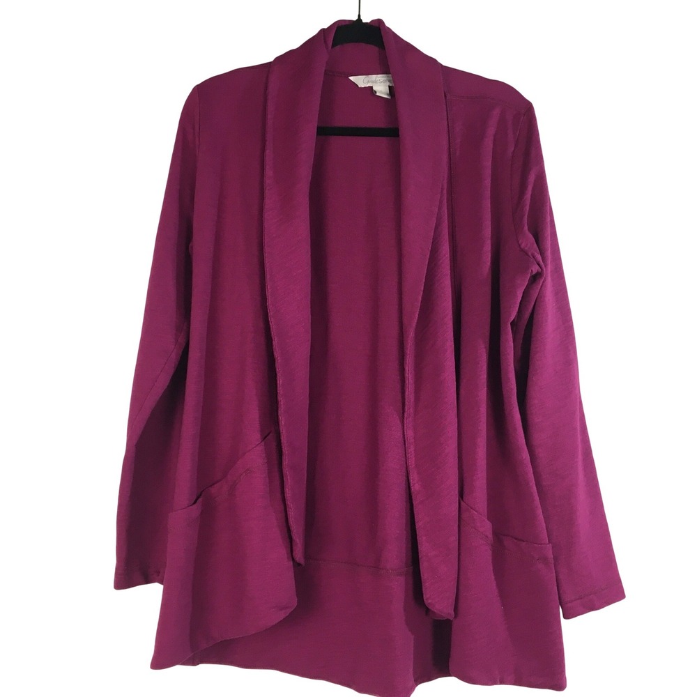 Guide Series Gander Mountain Magenta‎ Cardigan Sweater Open Front Pockets Size S
